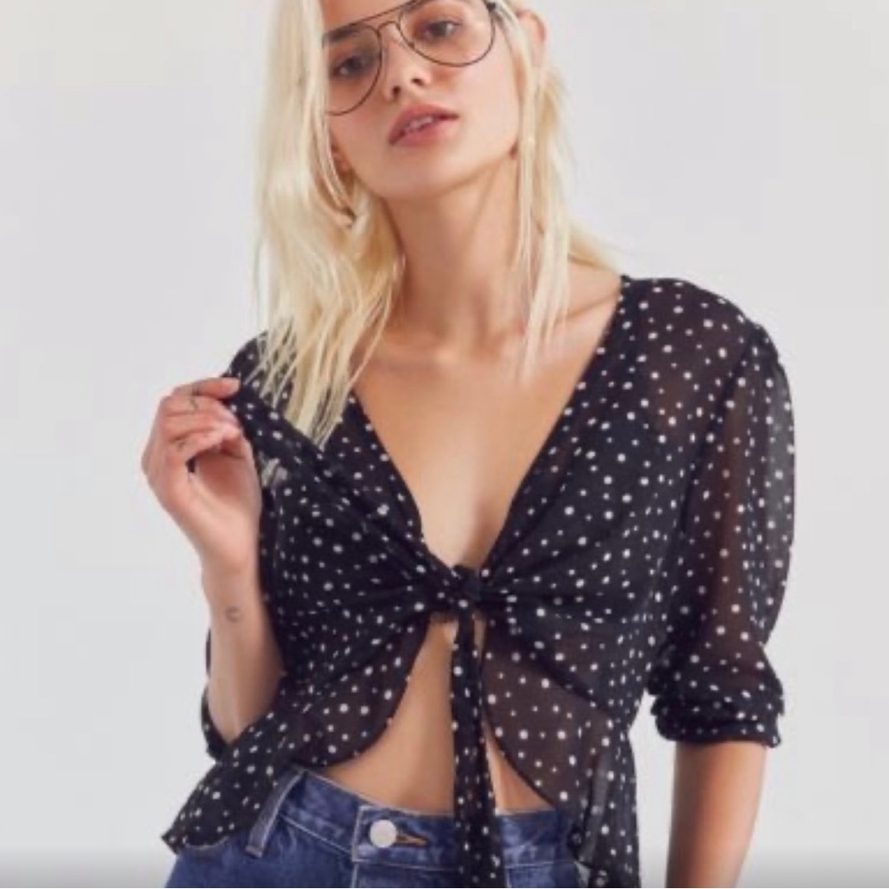 Kimchi Blue x Urban Outfitters Polka Dot Tie Bolero Top